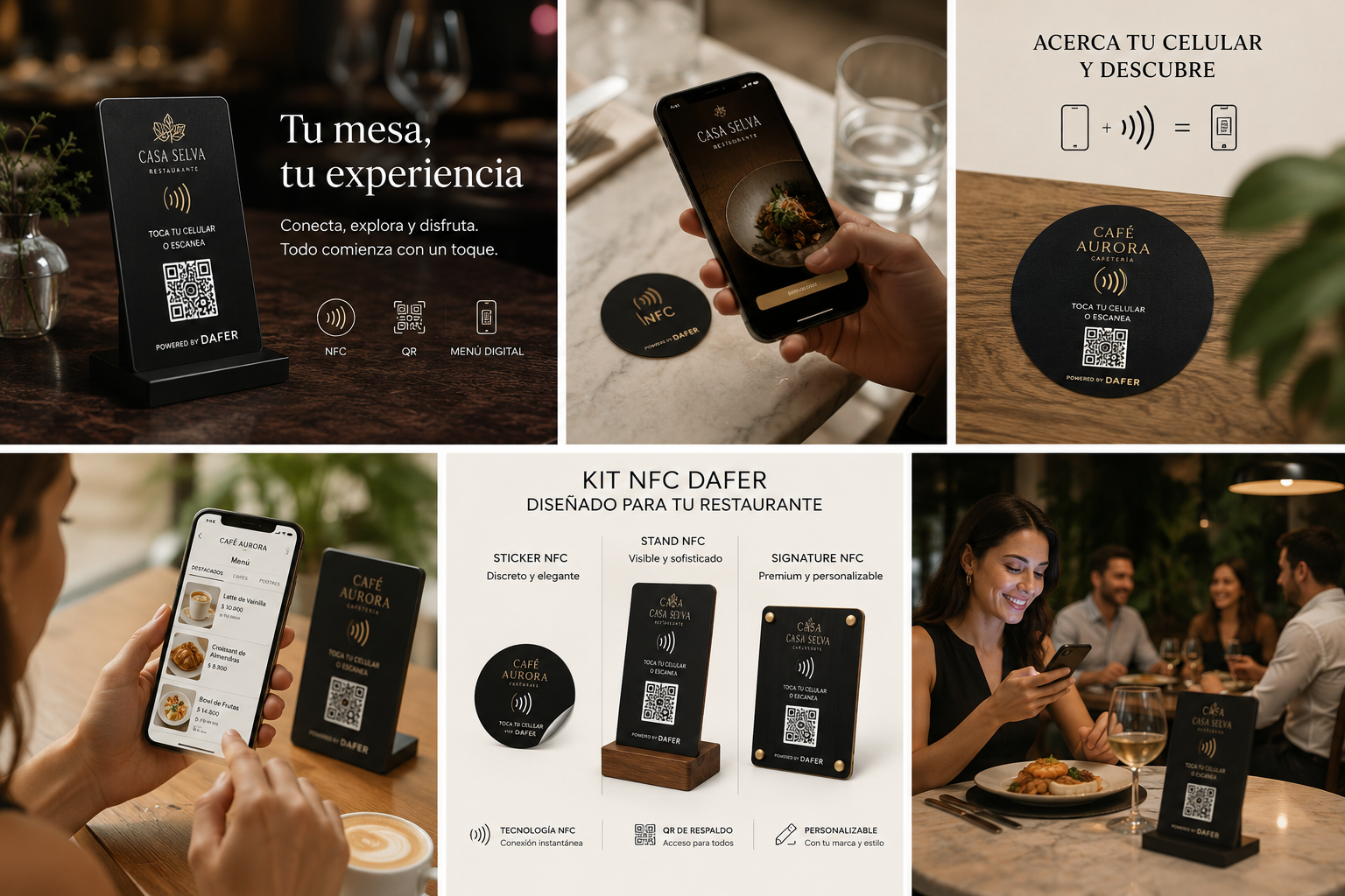 Formatos del kit NFC DAFER en mesa